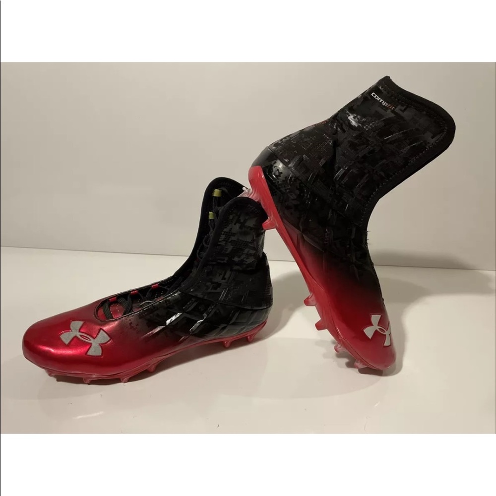 Under Armour Compfit Highlight Black-Red High Top Football Cleats